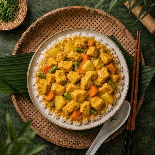 Curry jaune : Poulet • Bœuf • Scampis
