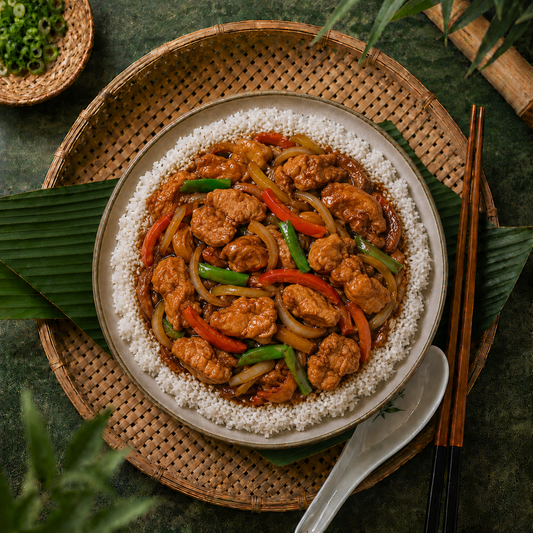 Sauce huître : Poulet • Bœuf • Scampis